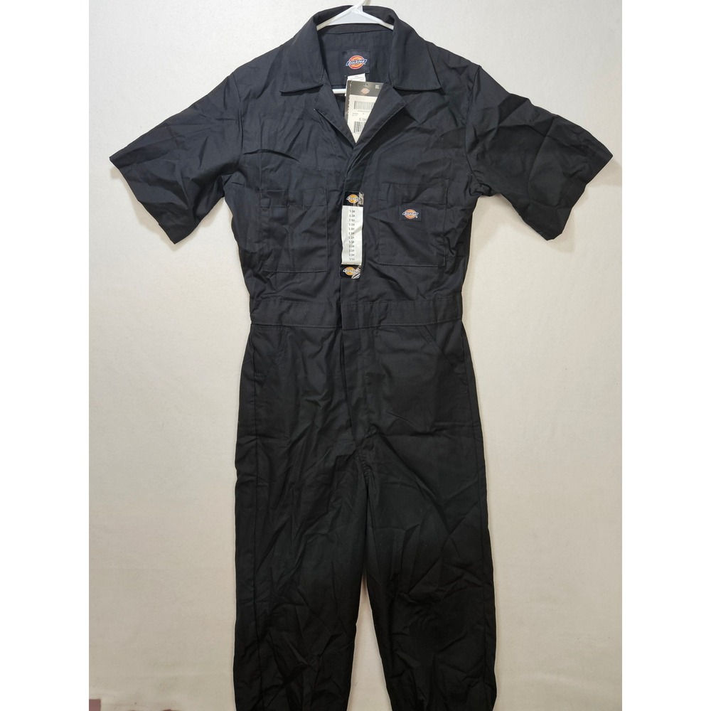 Dickies Men's Short Sleeve Coveralls Black Sz Small/Short, Zip Front, EUC w/Tags